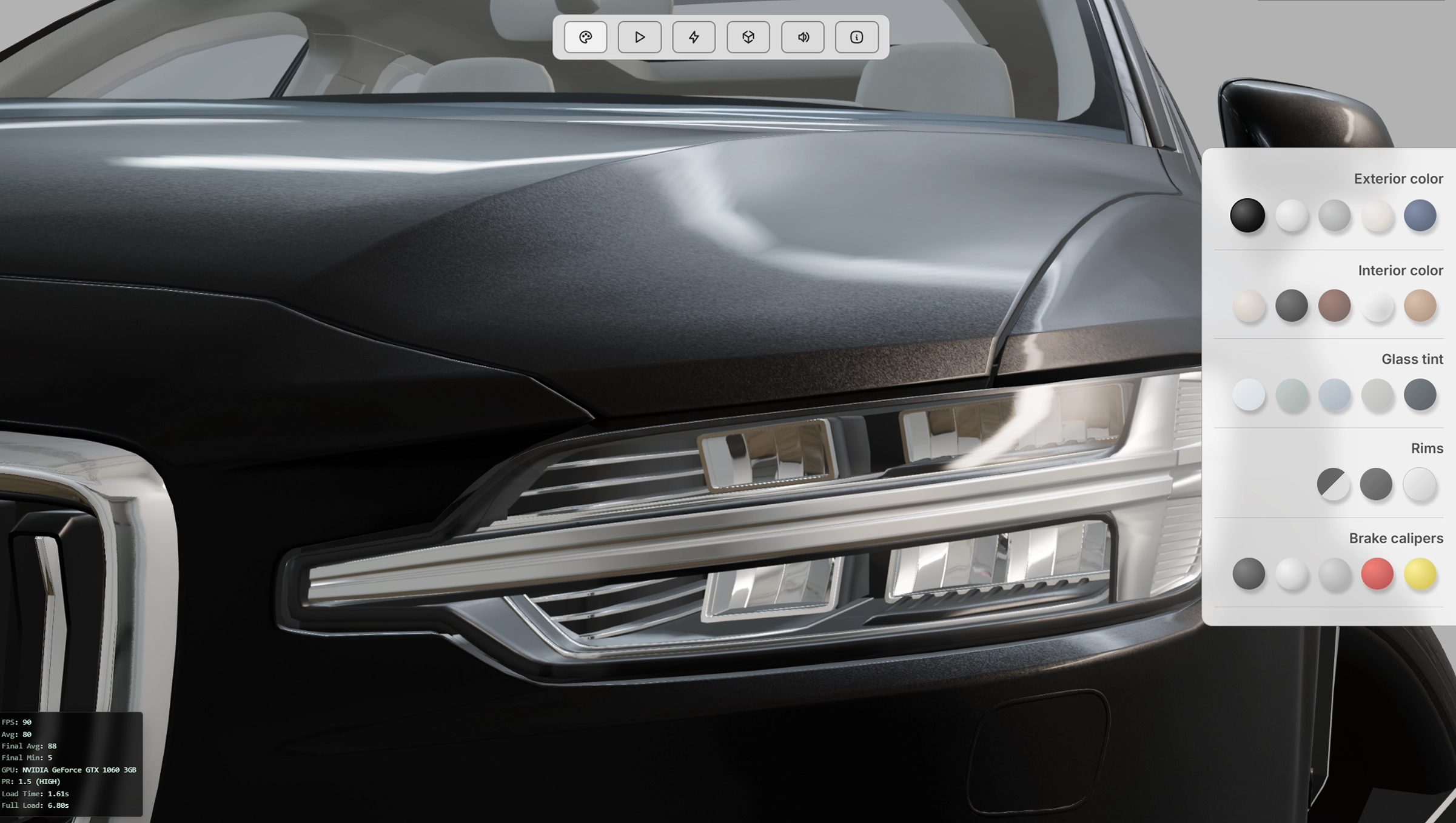 Clean premium user experience for a 3D car viewer