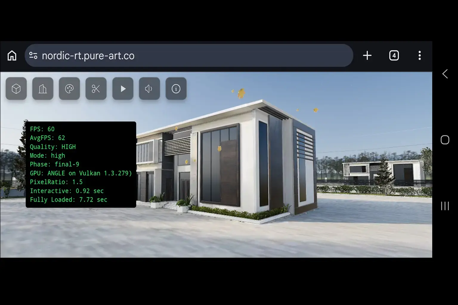 Nordic RT running at stable 60 FPS on a mid-range Android device